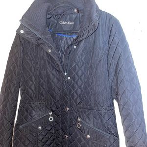 Calvin Klein black medium length coat.